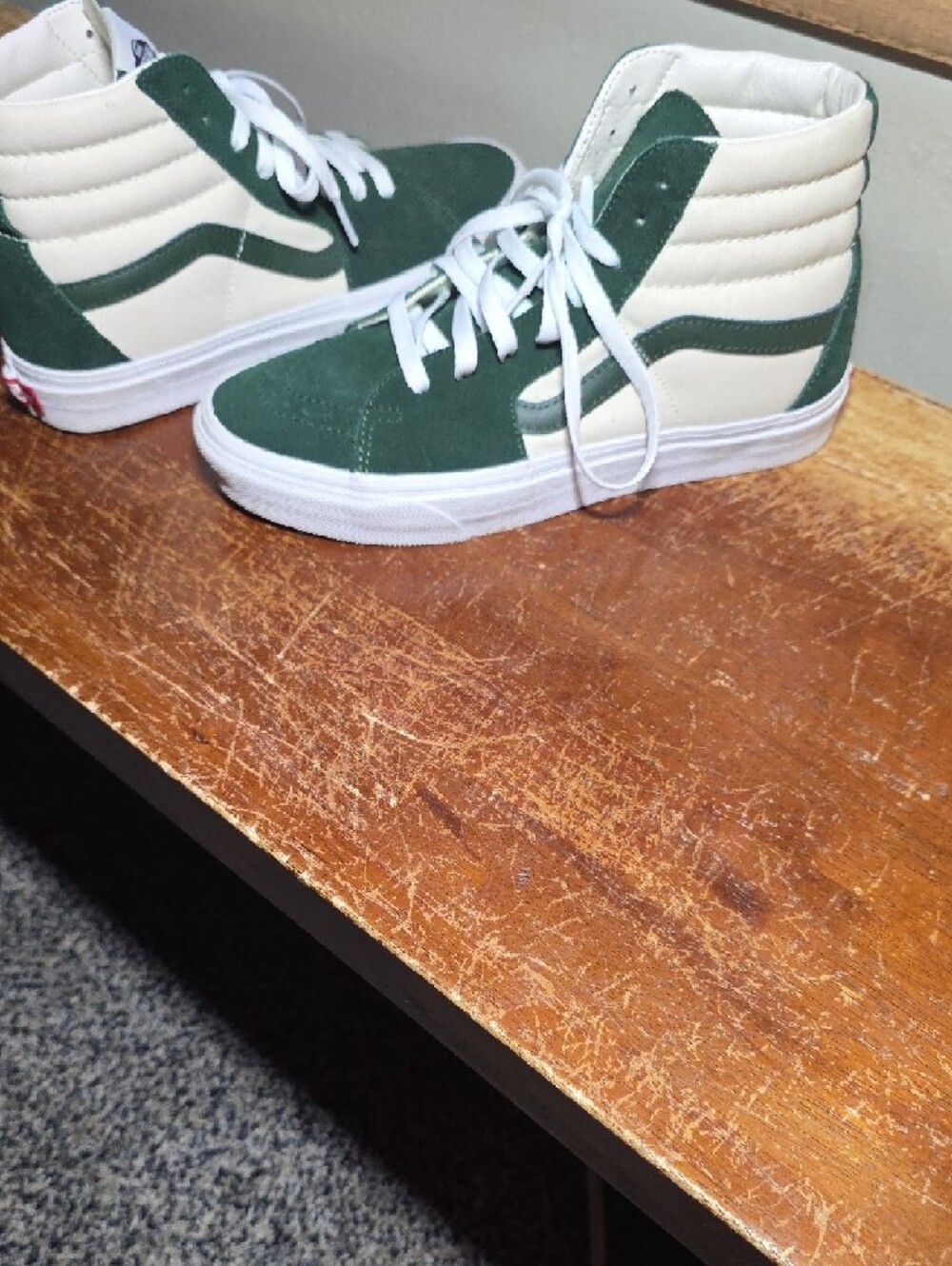 Vans Sk8-Hi Shoe | Green & White | Size 8.5 W/7.0 M | Like New 👟🔥High Tops - Picture 14 of 15